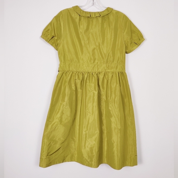 J. Crew Green Silk Wrap Dress with Ruffle Trim - Size 16 Evening Party Feminine - Picture 5 of 12
